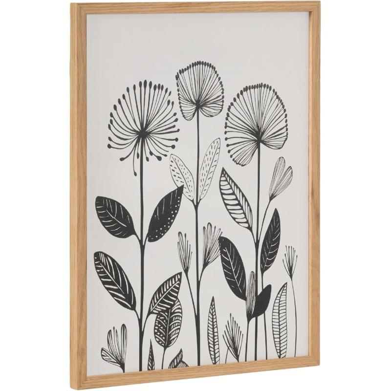 Kate and Laurel Modern Muted Cottage Floral Abstract Framed Wall Art by The Creative Bunch Studio 16x20 Black Cute Flower Art for WallNatural  Modern Botanicals