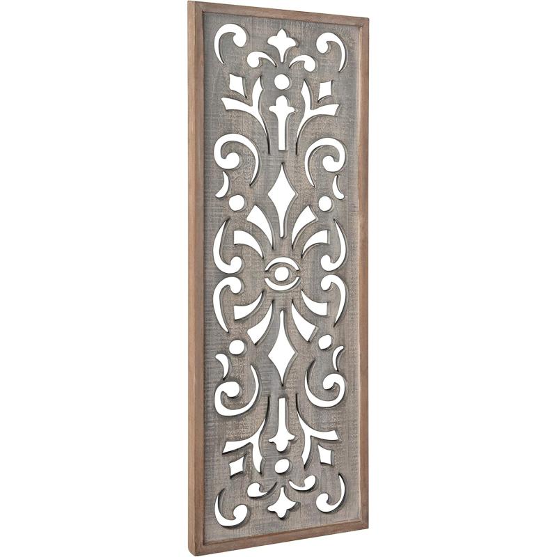 Kate and Laurel Palmares Rustic Decorative Wall Panel 12 x 315 Rustic Gray and Brown Farmhouse Lattice Panel Decor for Wall