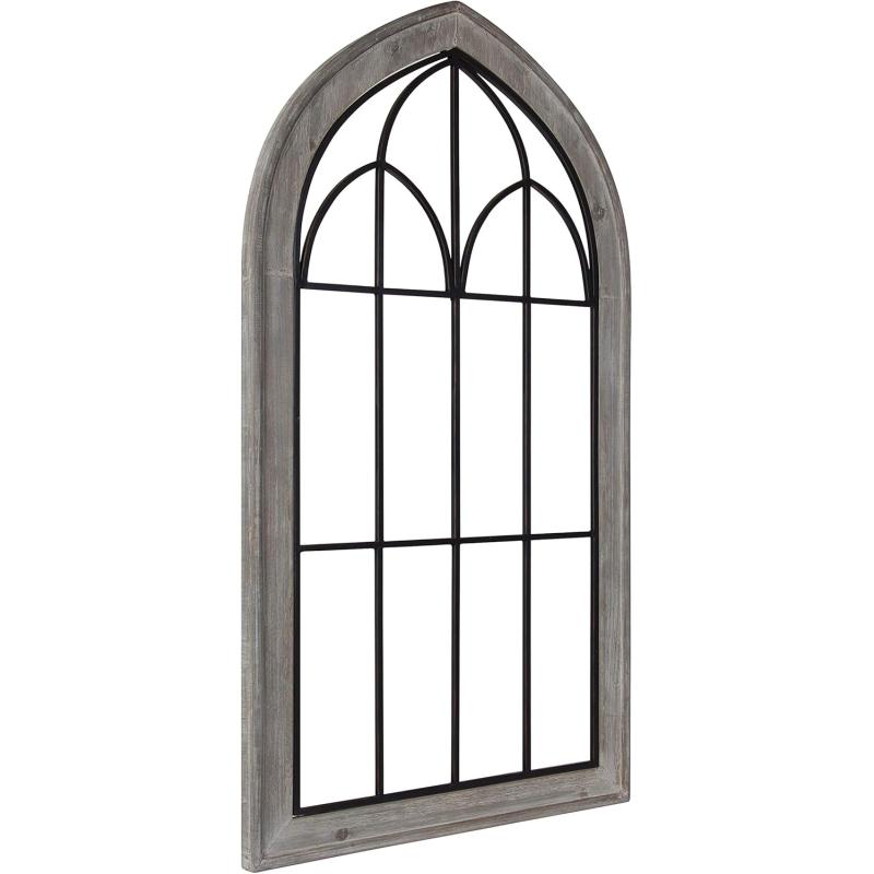 Kate and Laurel Rennell Farmhouse Wall Plaque 265 x 48 White Wood and Metal Arched Wall Decor Rustic BrownGrey