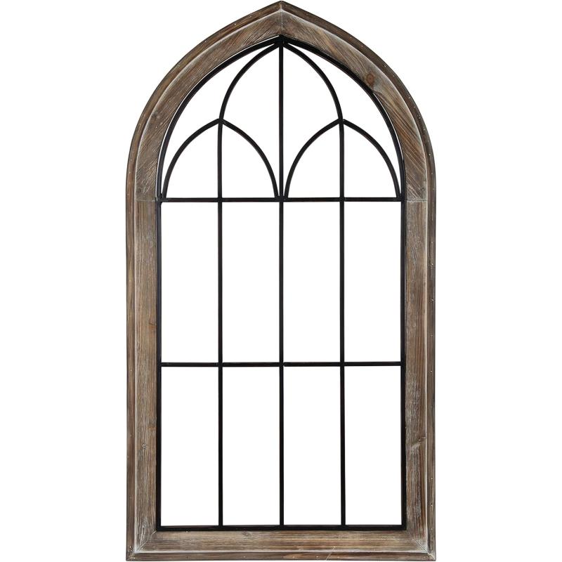 Kate and Laurel Rennell Farmhouse Wall Plaque 265 x 48 White Wood and Metal Arched Wall Decor Rustic BrownRustic Brown