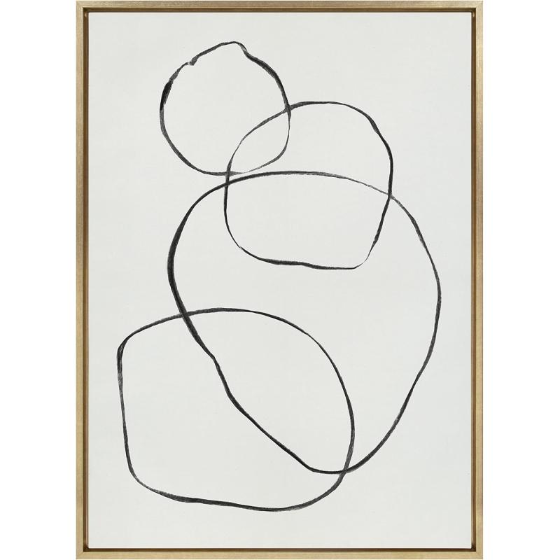Kate and Laurel Sylvie 869 Going in Circles Framed Linen Textured Canvas Wall Art by Teju Reval of SnazzyHues 28x38 Gold Decorative Modern Wall Art