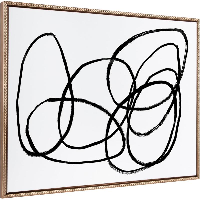 Kate and Laurel Sylvie Beaded NC Ring of Light Vintage Framed Canvas Wall Art by Nikki Chu 315x415 Gold Oversized Abstract BlackandWhite Art for Wall