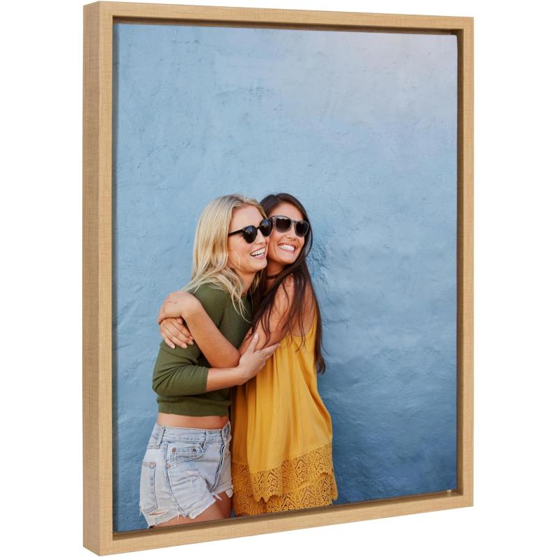 Kate and Laurel Sylvie Custom Printed Framed Canvas Wall Art 33x23 Dark Gray Personal Canvas Print with Your Photos for Bedroom or Living Room Gallery Wall Decor  Printed and Hand Framed in the USANatural
