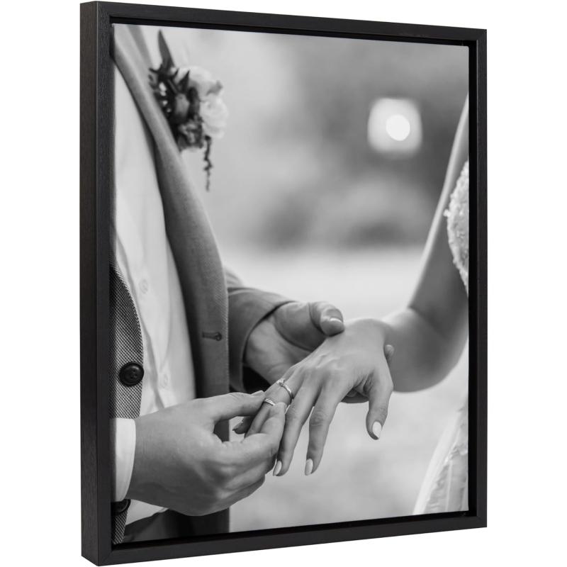 Kate and Laurel Sylvie Custom Printed Framed Canvas Wall Art 33x23 Dark Gray Personal Canvas Print with Your Photos for Bedroom or Living Room Gallery Wall Decor  Printed and Hand Framed in the USABlack