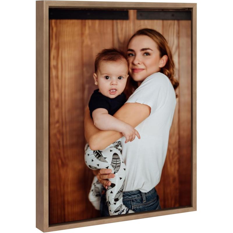 Kate and Laurel Sylvie Custom Printed Framed Canvas Wall Art 33x23 Dark Gray Personal Canvas Print with Your Photos for Bedroom or Living Room Gallery Wall Decor  Printed and Hand Framed in the USAGold
