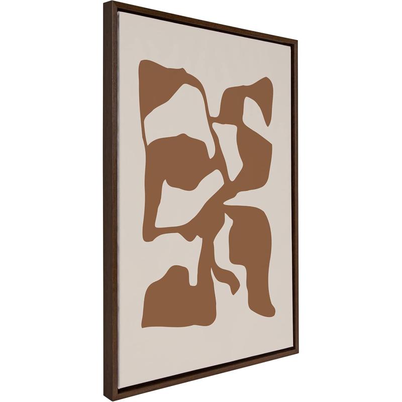 Kate and Laurel Sylvie Distorted Shapes of Brown and Tan Framed Canvas Wall Art by The Creative Bunch Studio 23x33 Brown Contemporary Abstract Bold Art for Wall