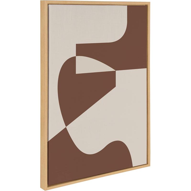 Kate and Laurel Sylvie Eye Catching Sleek Abstract 4 Brown and Beige Framed Canvas Wall Art by The Creative Bunch Studio 23x33 Natural Modern Contemporary Line Art Wall Decor