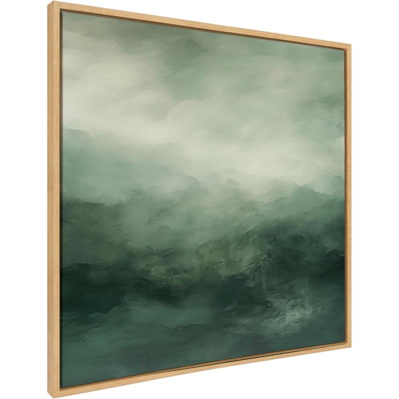 Kate and Laurel Sylvie Tonal Abstract Comforting Sage Emerald Forest Green Landscape Framed Canvas Wall Art by The Creative Bunch Studio 30x30 Natural Modern Abstract Landscape Art for WallNatural