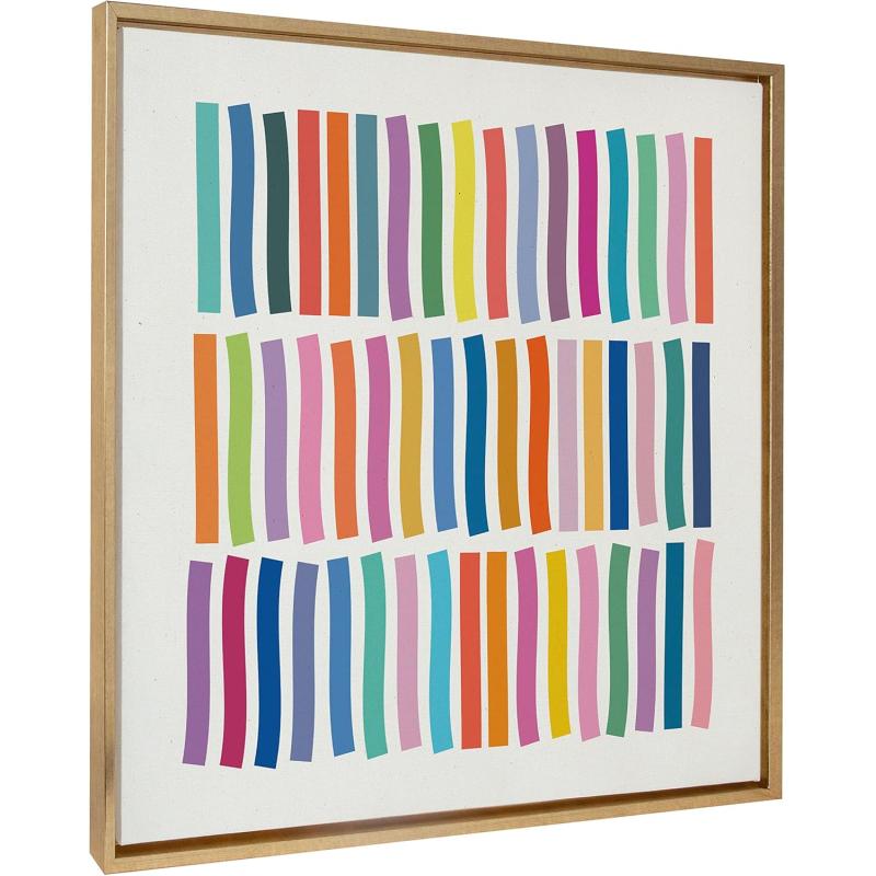 Kate and Laurel Sylvie Whimsical Lines Framed Canvas Wall Art by Apricot  Birch 30x30 Gold Modern Colorful Abstract Line Art for Nursery Wall Decor