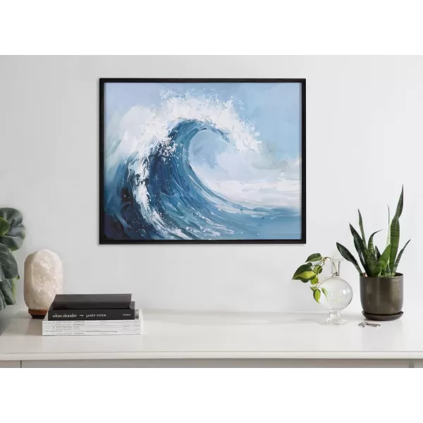 Kate and Laurel Abstract Coastal Blue Coral Framed Wall Art by The Creative Bunch Studio 12x16 Gold Modern Soft Beach Art for WallBlack  Abstract Wave