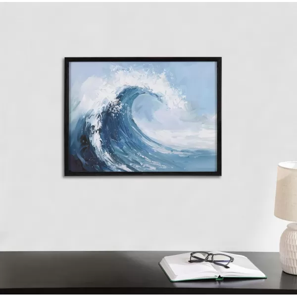 Kate and Laurel Abstract Coastal Blue Coral Framed Wall Art by The Creative Bunch Studio 12x16 Gold Modern Soft Beach Art for WallBlack  Abstract Wave
