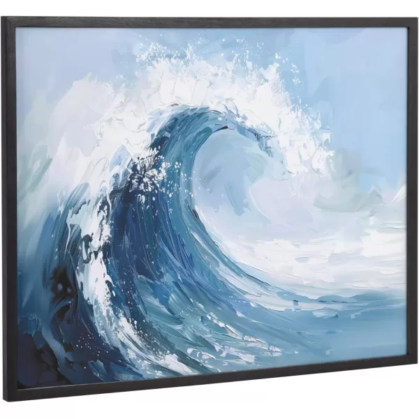 Kate and Laurel Abstract Coastal Blue Coral Framed Wall Art by The Creative Bunch Studio 12x16 Gold Modern Soft Beach Art for WallBlack  Abstract Wave