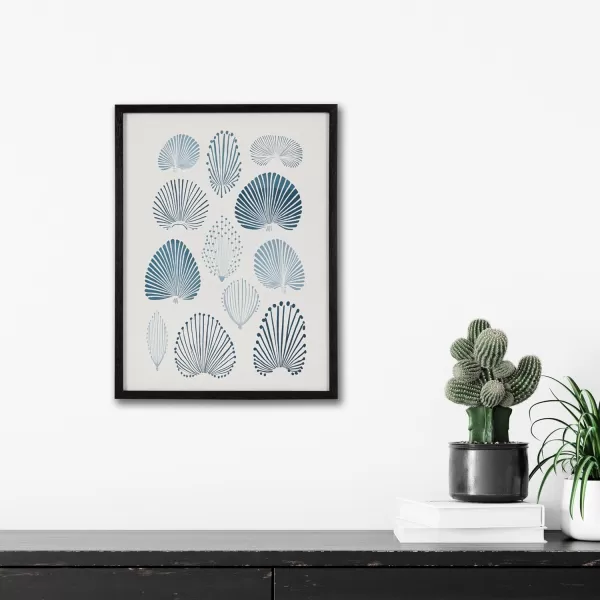 Kate and Laurel Abstract Coastal Blue Coral Framed Wall Art by The Creative Bunch Studio 12x16 Gold Modern Soft Beach Art for WallBlack  Blue Coral