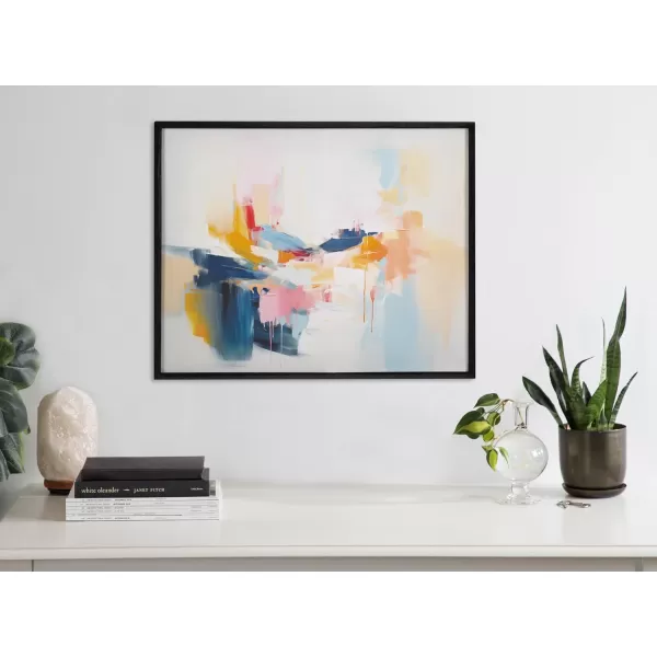 Kate and Laurel Abstract Coastal Blue Coral Framed Wall Art by The Creative Bunch Studio 12x16 Gold Modern Soft Beach Art for WallBlack  Elegant Coast