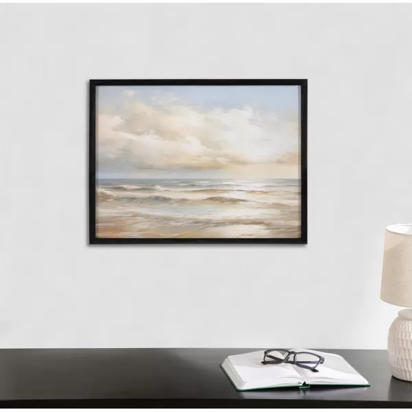 Kate and Laurel Abstract Coastal Blue Coral Framed Wall Art by The Creative Bunch Studio 12x16 Gold Modern Soft Beach Art for WallBlack  Sunset