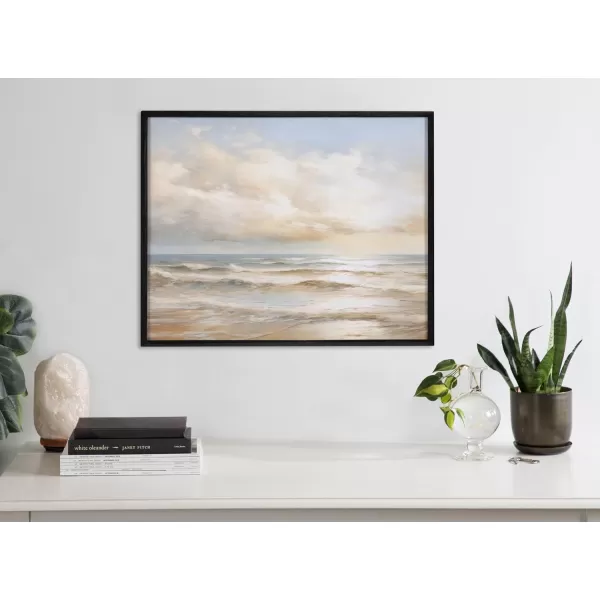 Kate and Laurel Abstract Coastal Blue Coral Framed Wall Art by The Creative Bunch Studio 12x16 Gold Modern Soft Beach Art for WallBlack  Sunset