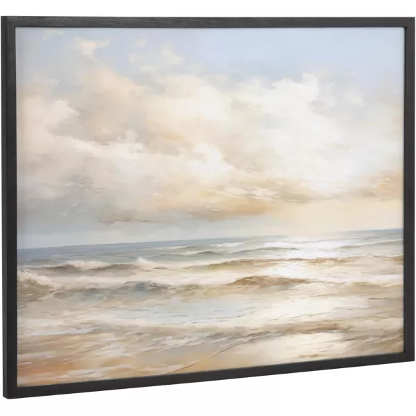 Kate and Laurel Abstract Coastal Blue Coral Framed Wall Art by The Creative Bunch Studio 12x16 Gold Modern Soft Beach Art for WallBlack  Sunset