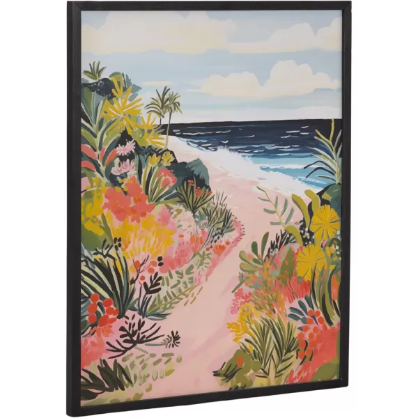 Kate and Laurel Abstract Coastal Blue Coral Framed Wall Art by The Creative Bunch Studio 12x16 Gold Modern Soft Beach Art for WallBlack  Tropical Path