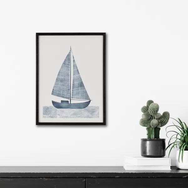 Kate and Laurel Abstract Coastal Blue Coral Framed Wall Art by The Creative Bunch Studio 12x16 Gold Modern Soft Beach Art for WallBlack