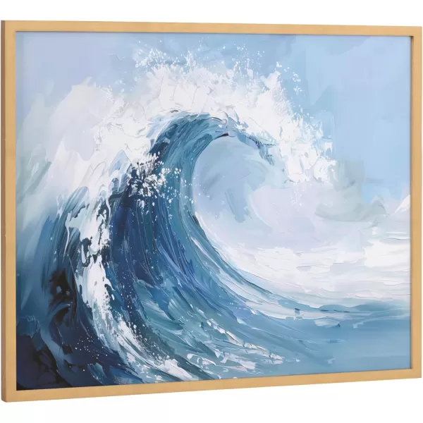 Kate and Laurel Abstract Coastal Blue Coral Framed Wall Art by The Creative Bunch Studio 12x16 Gold Modern Soft Beach Art for WallGold  Abstract Wave