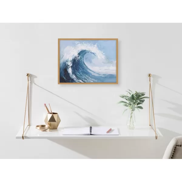 Kate and Laurel Abstract Coastal Blue Coral Framed Wall Art by The Creative Bunch Studio 12x16 Gold Modern Soft Beach Art for WallGold  Abstract Wave