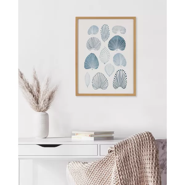 Kate and Laurel Abstract Coastal Blue Coral Framed Wall Art by The Creative Bunch Studio 12x16 Gold Modern Soft Beach Art for WallGold  Blue Coral
