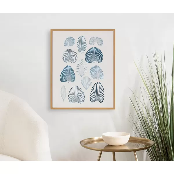 Kate and Laurel Abstract Coastal Blue Coral Framed Wall Art by The Creative Bunch Studio 12x16 Gold Modern Soft Beach Art for WallGold  Blue Coral
