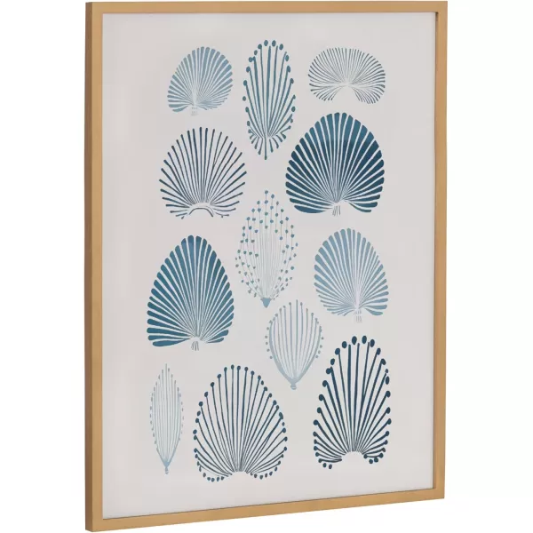 Kate and Laurel Abstract Coastal Blue Coral Framed Wall Art by The Creative Bunch Studio 12x16 Gold Modern Soft Beach Art for WallGold  Blue Coral