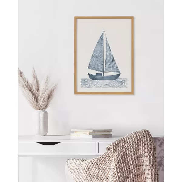 Kate and Laurel Abstract Coastal Blue Coral Framed Wall Art by The Creative Bunch Studio 12x16 Gold Modern Soft Beach Art for WallGold  Sailboat