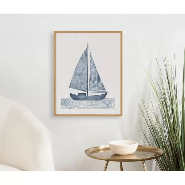 Kate and Laurel Abstract Coastal Blue Coral Framed Wall Art by The Creative Bunch Studio 12x16 Gold Modern Soft Beach Art for WallGold  Sailboat