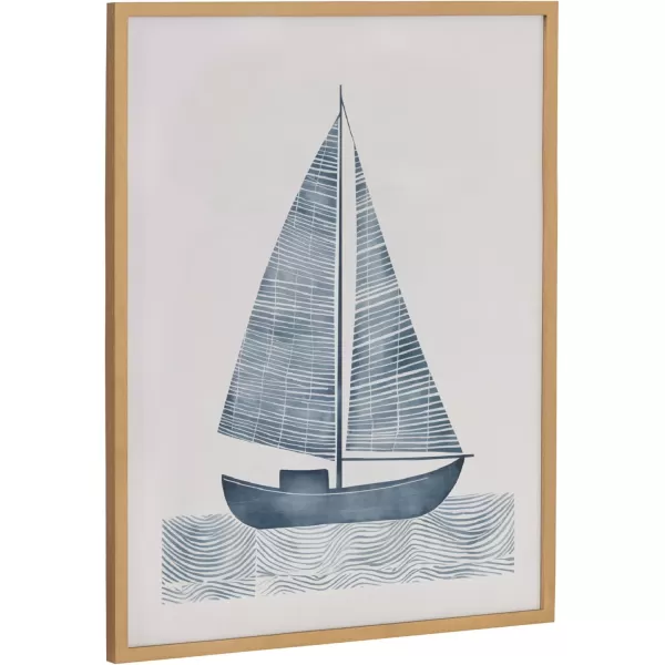 Kate and Laurel Abstract Coastal Blue Coral Framed Wall Art by The Creative Bunch Studio 12x16 Gold Modern Soft Beach Art for WallGold  Sailboat