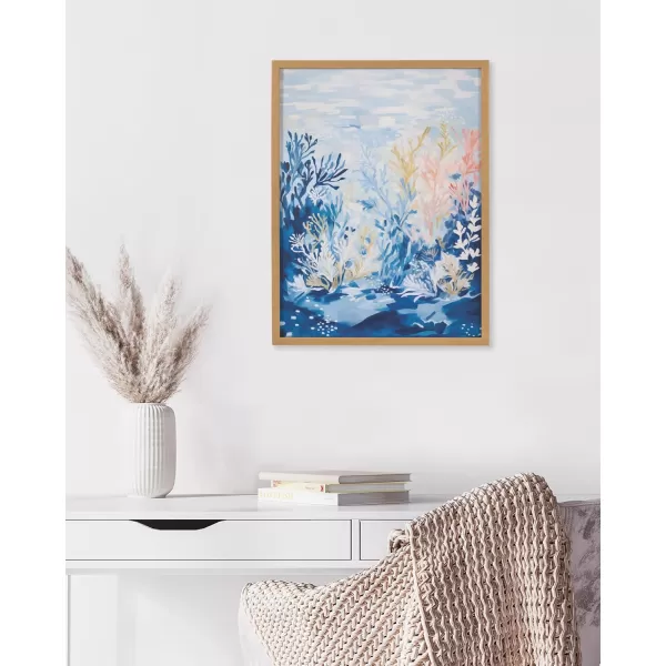 Kate and Laurel Abstract Coastal Blue Coral Framed Wall Art by The Creative Bunch Studio 12x16 Gold Modern Soft Beach Art for WallGold  Underwater