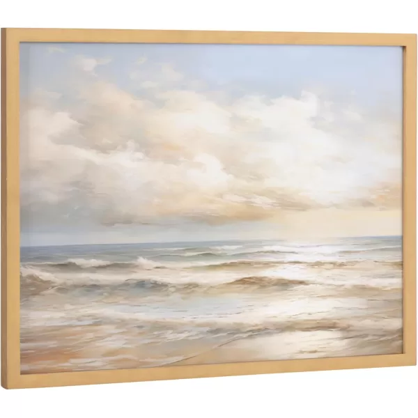 Kate and Laurel Abstract Coastal Blue Coral Framed Wall Art by The Creative Bunch Studio 12x16 Gold Modern Soft Beach Art for WallGold