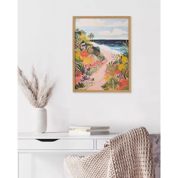 Kate and Laurel Abstract Coastal Blue Coral Framed Wall Art by The Creative Bunch Studio 12x16 Gold Modern Soft Beach Art for WallGold