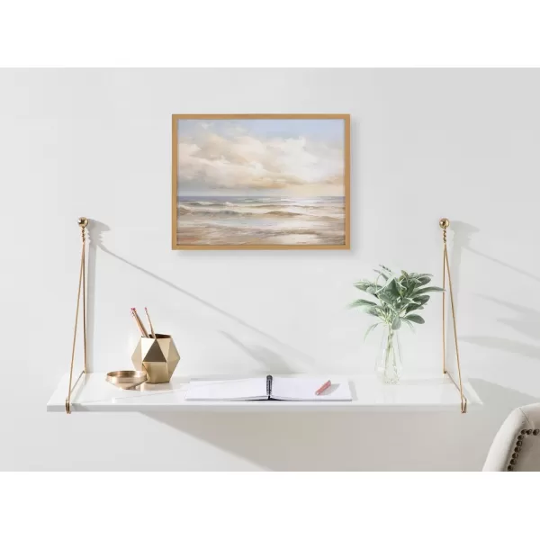 Kate and Laurel Abstract Coastal Blue Coral Framed Wall Art by The Creative Bunch Studio 12x16 Gold Modern Soft Beach Art for WallGold