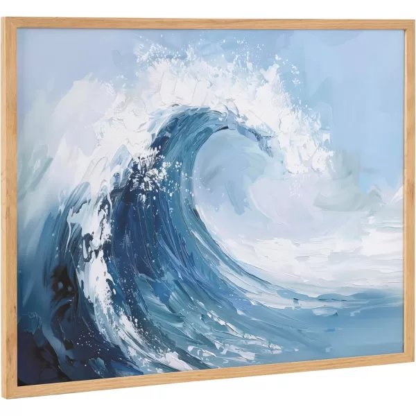 Kate and Laurel Abstract Coastal Blue Coral Framed Wall Art by The Creative Bunch Studio 12x16 Gold Modern Soft Beach Art for WallNatural  Abstract Wave