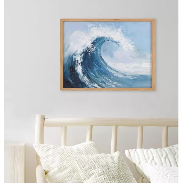 Kate and Laurel Abstract Coastal Blue Coral Framed Wall Art by The Creative Bunch Studio 12x16 Gold Modern Soft Beach Art for WallNatural  Abstract Wave