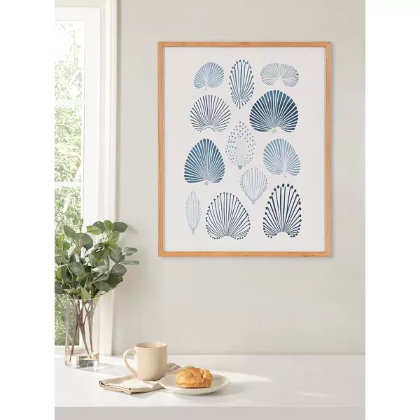 Kate and Laurel Abstract Coastal Blue Coral Framed Wall Art by The Creative Bunch Studio 12x16 Gold Modern Soft Beach Art for WallNatural  Blue Coral