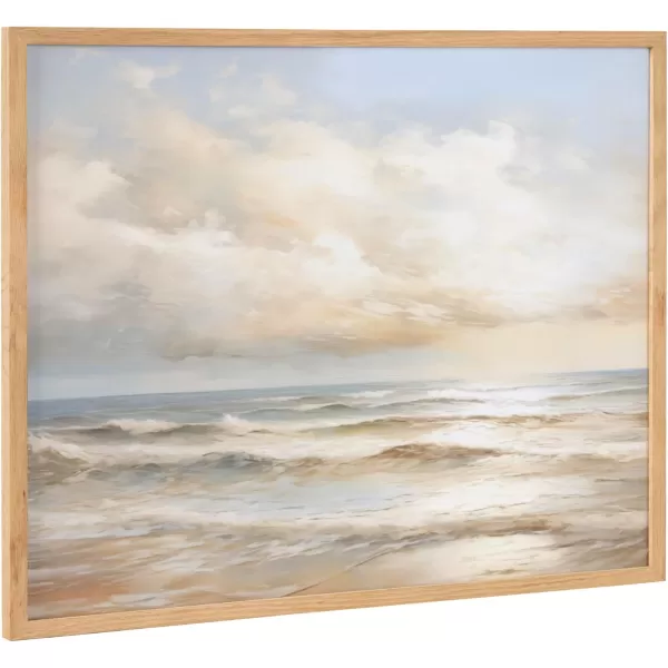 Kate and Laurel Abstract Coastal Blue Coral Framed Wall Art by The Creative Bunch Studio 12x16 Gold Modern Soft Beach Art for WallNatural  Sunset