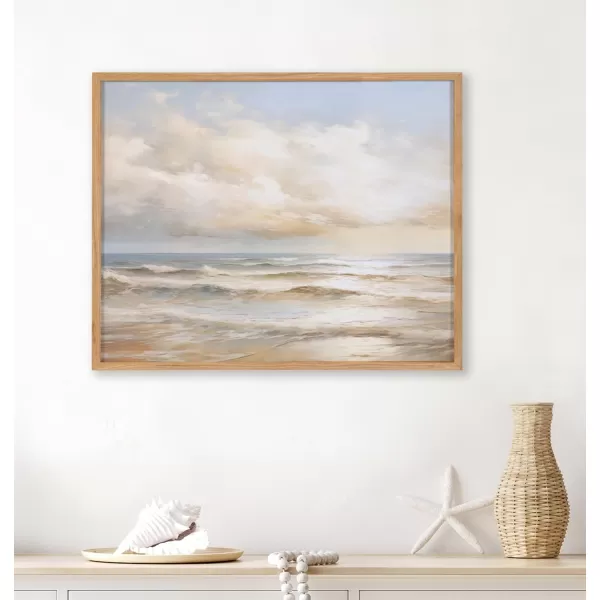 Kate and Laurel Abstract Coastal Blue Coral Framed Wall Art by The Creative Bunch Studio 12x16 Gold Modern Soft Beach Art for WallNatural  Sunset