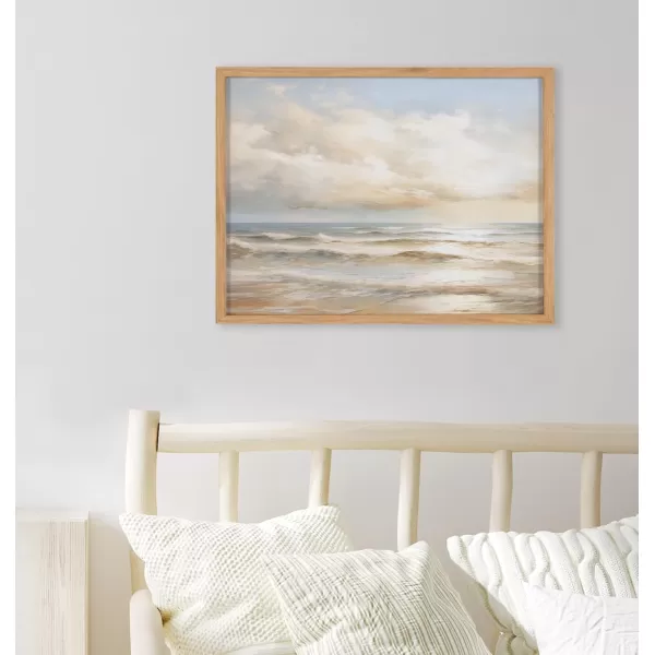 Kate and Laurel Abstract Coastal Blue Coral Framed Wall Art by The Creative Bunch Studio 12x16 Gold Modern Soft Beach Art for WallNatural  Sunset