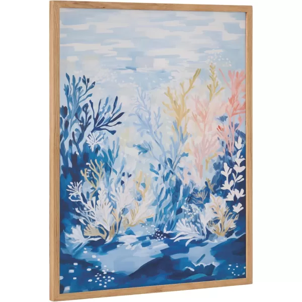 Kate and Laurel Abstract Coastal Blue Coral Framed Wall Art by The Creative Bunch Studio 12x16 Gold Modern Soft Beach Art for WallNatural  Underwater