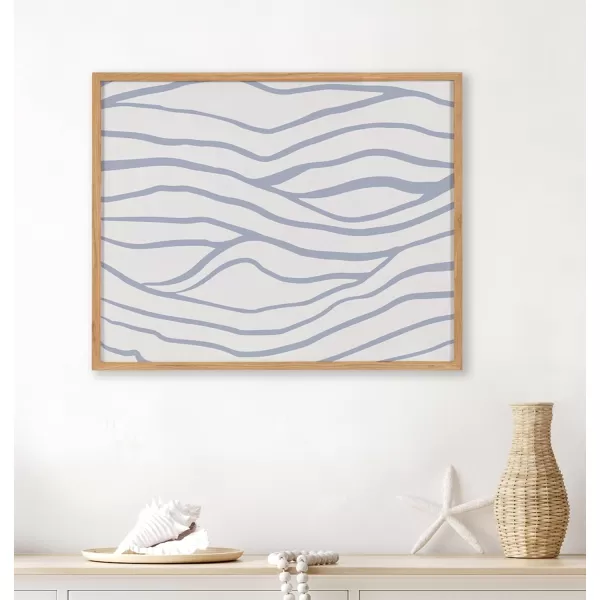 Kate and Laurel Abstract Coastal Blue Coral Framed Wall Art by The Creative Bunch Studio 12x16 Gold Modern Soft Beach Art for WallNatural  Waves