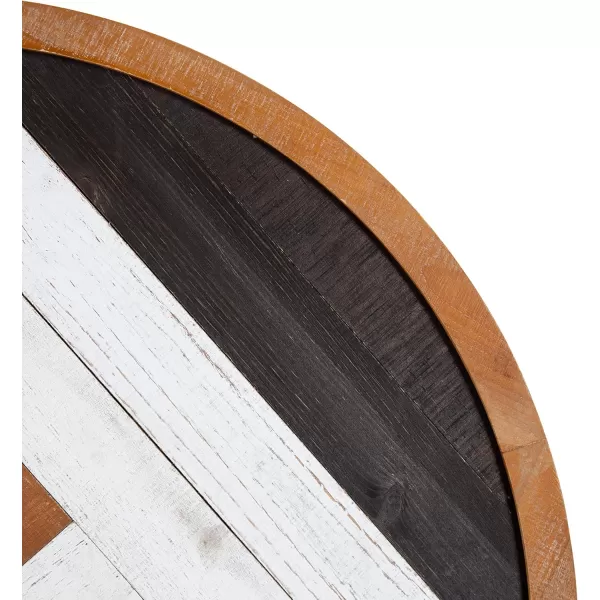 Kate and Laurel Ballez Boho Shiplap Wood Plank Art Plaque 28  Inch Diameter Multicolored Decorative Rustic Round Wooden Art for WallRustic BrownBlack
