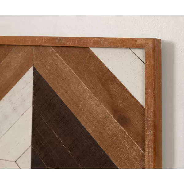 Kate and Laurel Ballez Coastal Geometric Wood Art Set Set of 3 Light Multicolored Decorative Pieced Wooden Plaque Collection for WallBrown