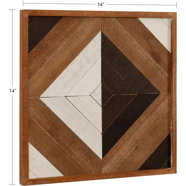Kate and Laurel Ballez Coastal Geometric Wood Art Set Set of 3 Light Multicolored Decorative Pieced Wooden Plaque Collection for WallBrown