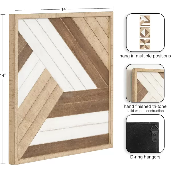 Kate and Laurel Ballez Coastal Geometric Wood Art Set Set of 3 Light Multicolored Decorative Pieced Wooden Plaque Collection for WallLight Brown