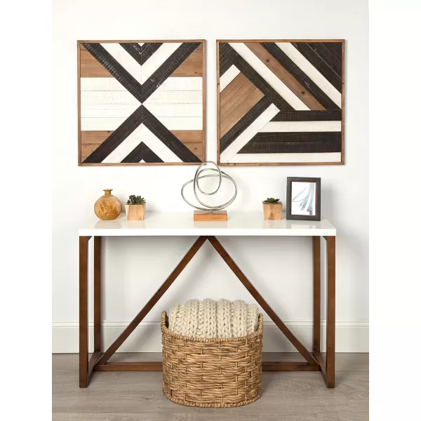 Kate and Laurel Baralt Shiplap Wood Plank Art Black White and Rustic Brown