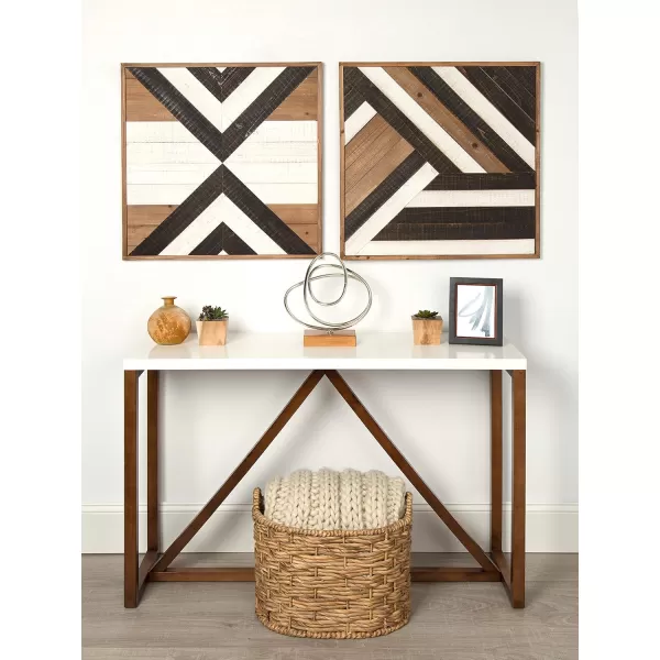 Kate and Laurel Baralt Shiplap Wood Plank Art Black White and Rustic Brown