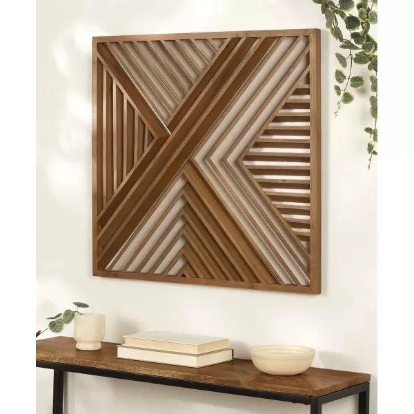 Kate and Laurel Barreda Decorative Wood Wall Plaque 26 x 26 Natural Wood Rustic Square Wooden Art for Wall